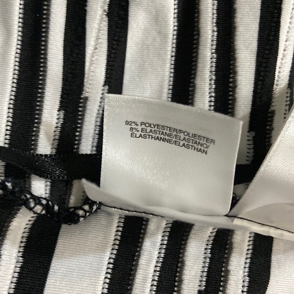 Kasper Ribbed Stretch Open Front Blazer Jacket Black White Zebra Striped PL - Picture 10 of 10